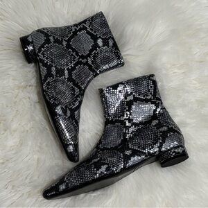 Balenciaga Silver Black Snake Flat Boots 36.5
